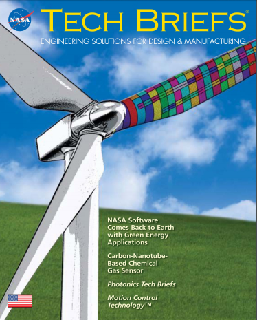 NASA Tech Briefs cover with wind turbine